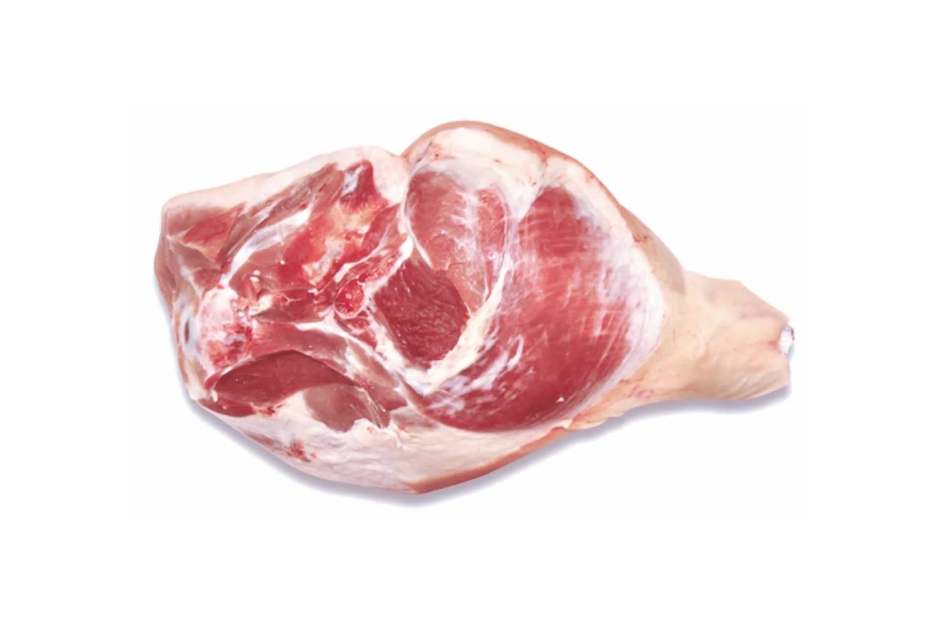 Hamburg Cut Leg (4500), bone-in, rind-on, photographed on a plain white background.