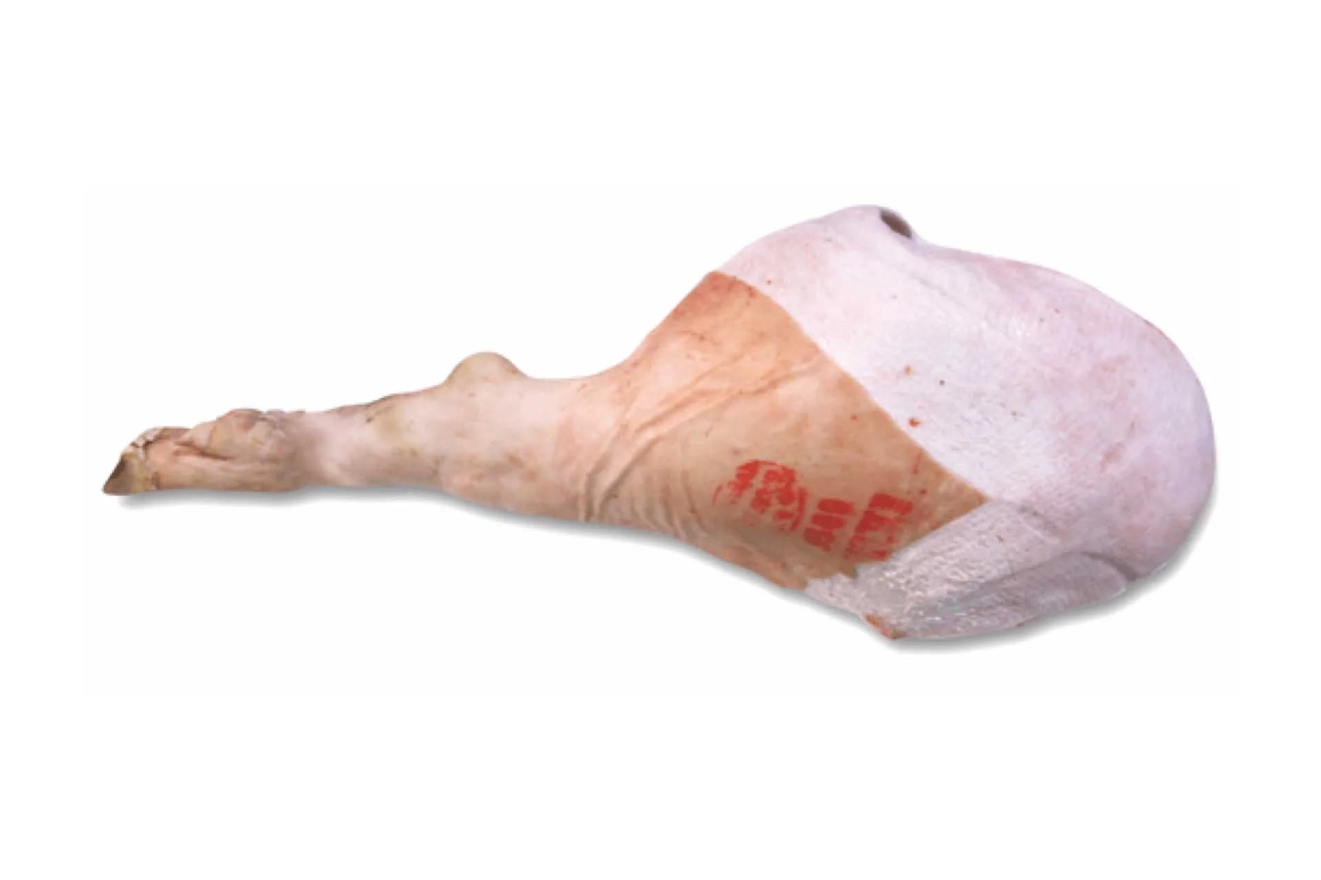 Serrano Cut Leg (4200), bone-in, rind-on, photographed on a plain white background.